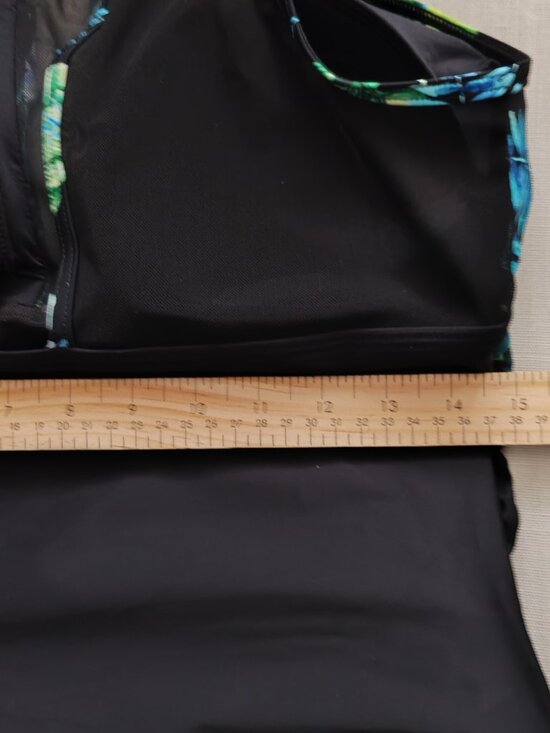 NWOT Tropical Leaf Print Mesh One-Piece Swimsuit - High Neck Cutout XL Black - Picture 5 of 9